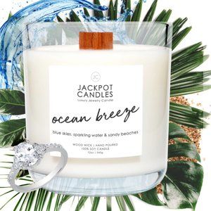 Ocean Breeze Wooden Wick Jewelry Ring Candle